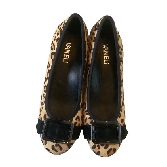 Vaneli women’s calf hair fur leopard ballet flats slip on flats shoes size 5 - Picture 2 of 6